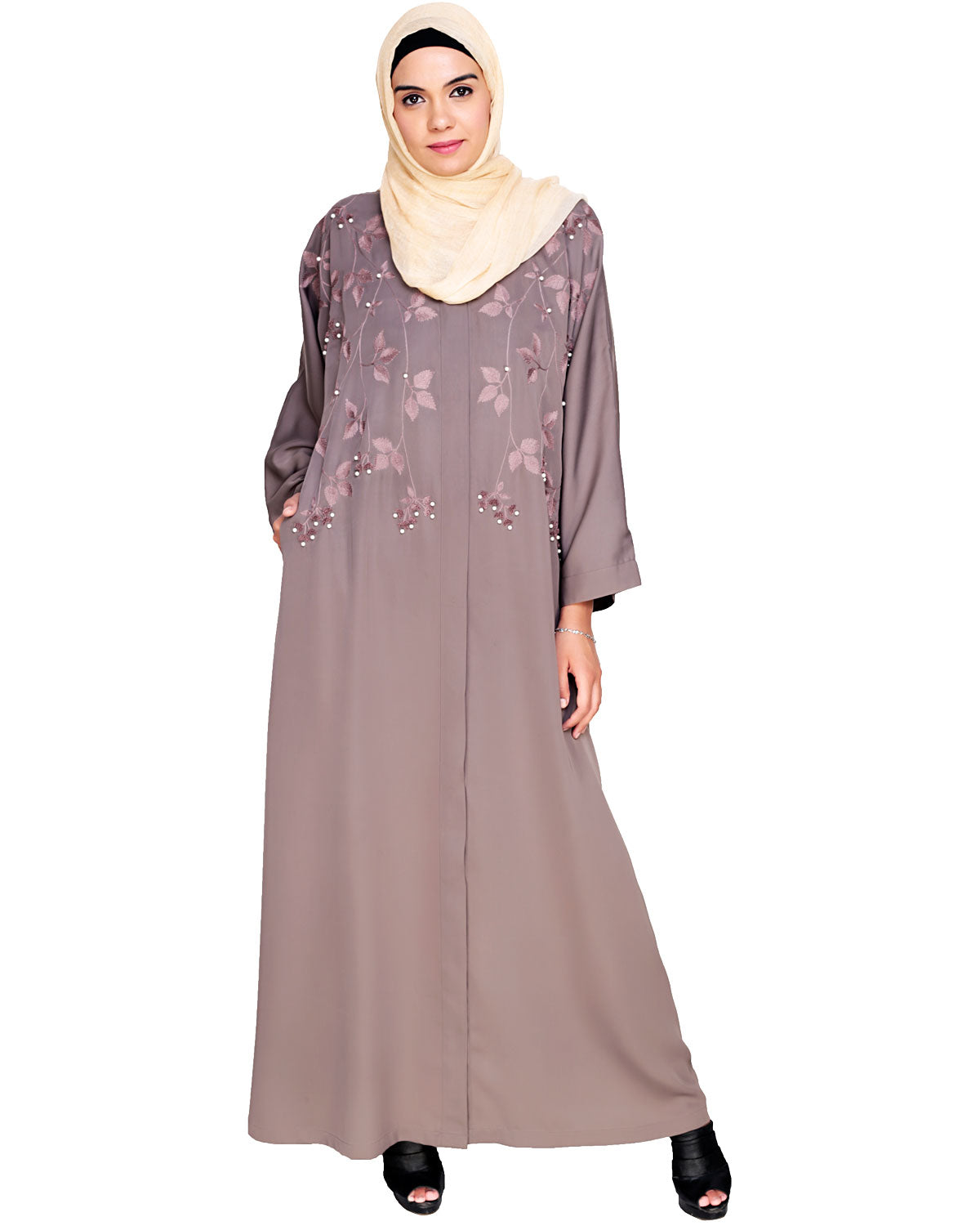 Pearl and Flora Embroidered Dubai Style Abaya