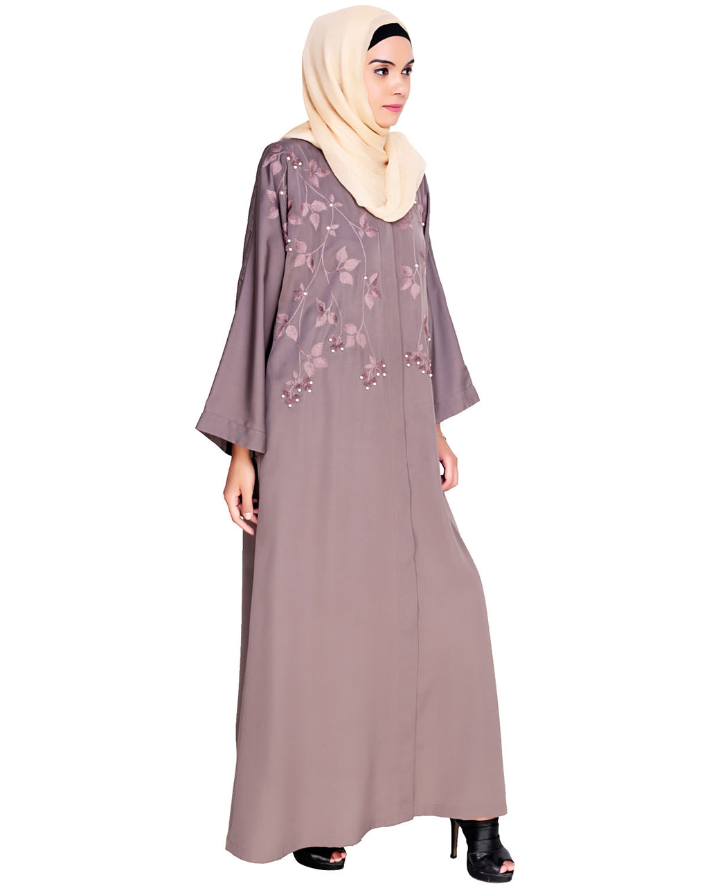 Pearl and Flora Embroidered Dubai Style Abaya
