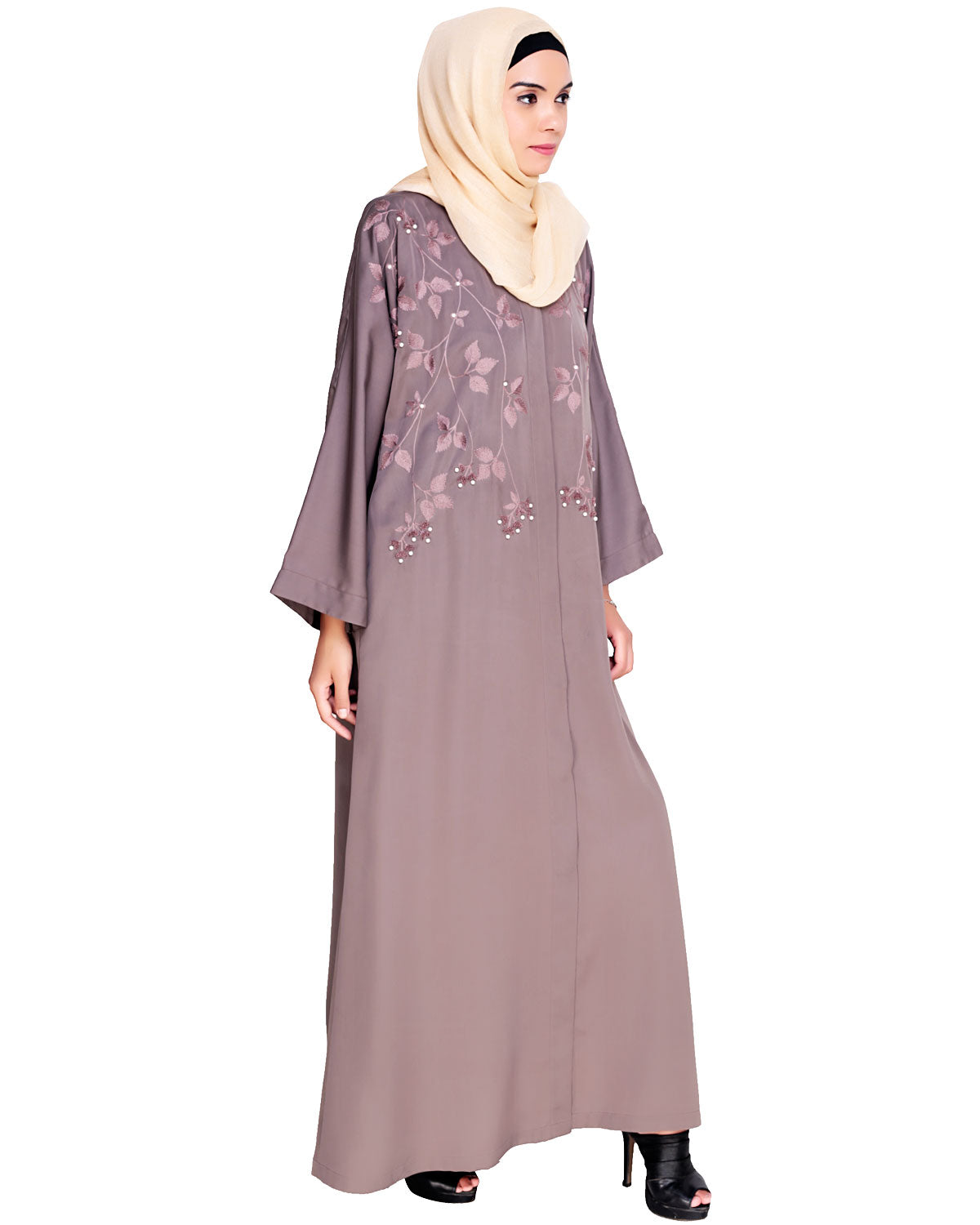 Pearl and Flora Embroidered Dubai Style Abaya