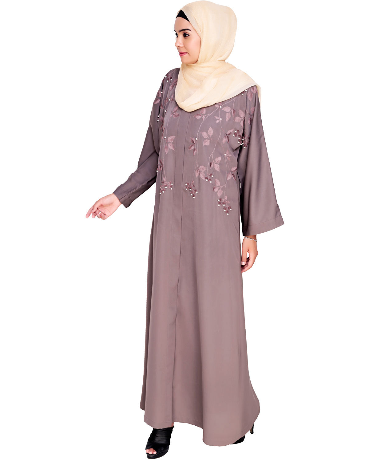 Pearl and Flora Embroidered Dubai Style Abaya