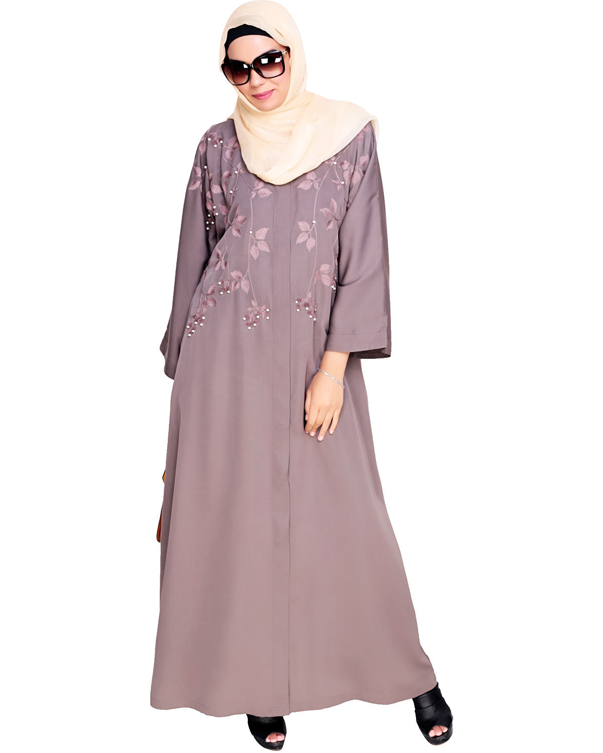 Pearl and Flora Embroidered Dubai Style Abaya