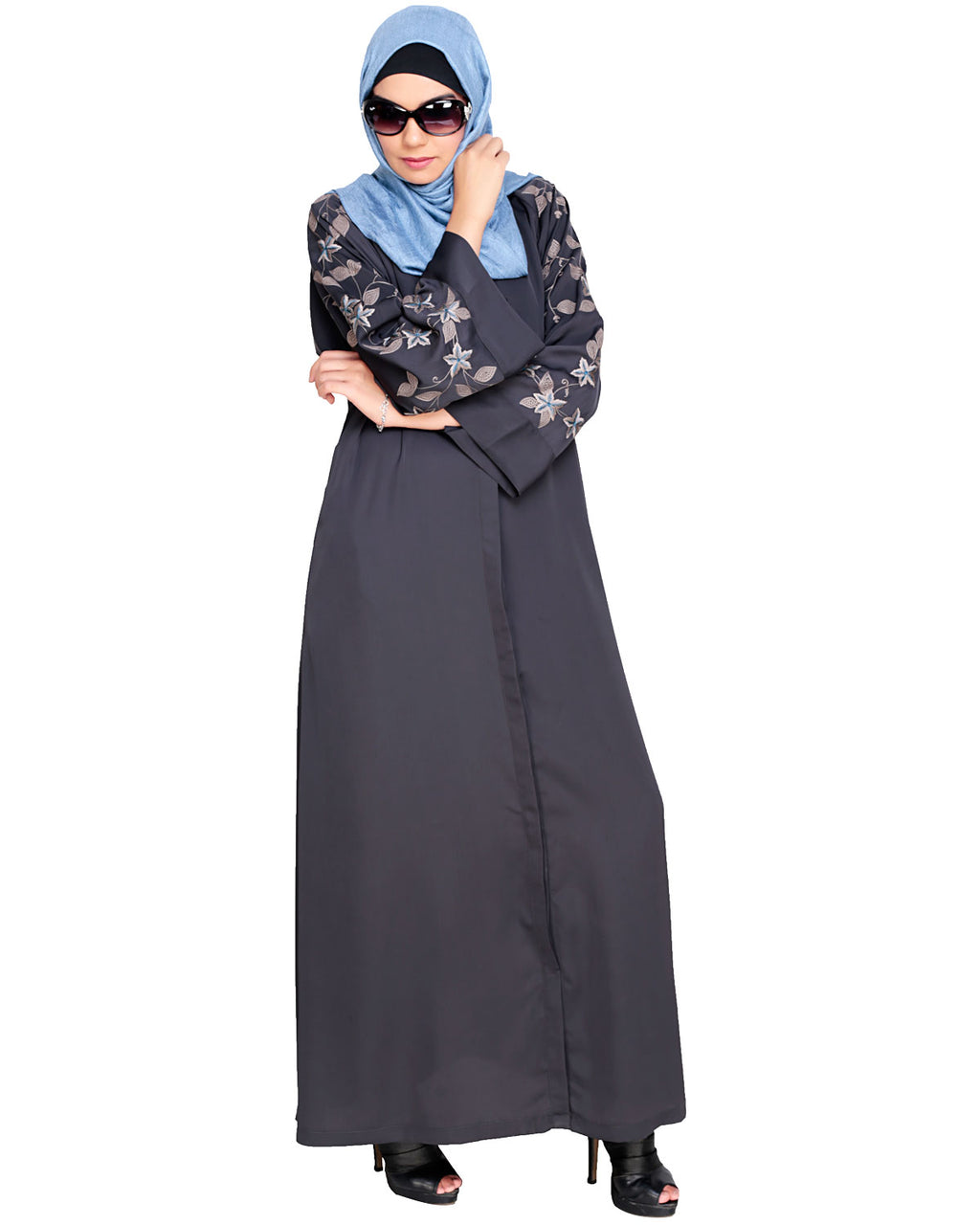 Alluring Floral Embroidery Dubai Style Abaya