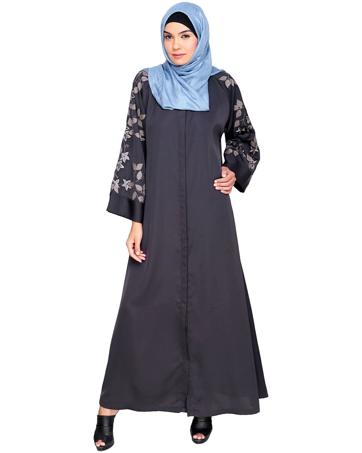 Alluring Floral Embroidery Dubai Style Abaya