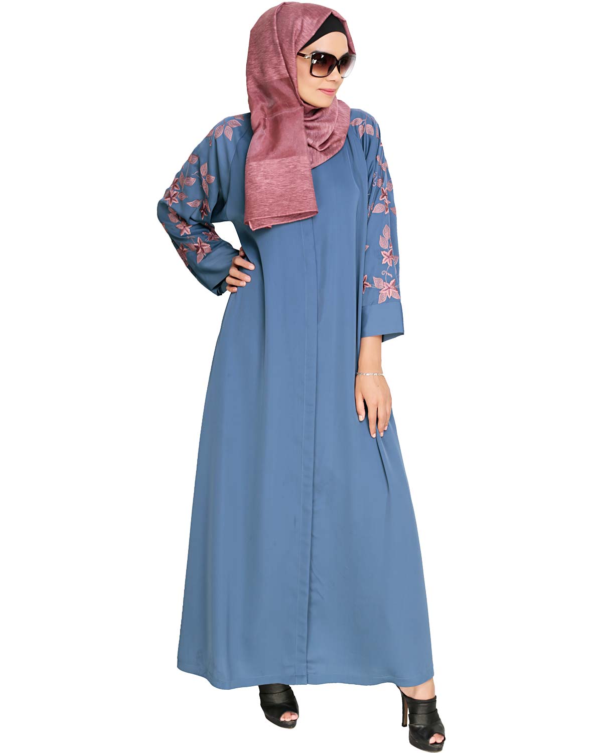 Alluring Floral Embroidery Dubai Style Abaya