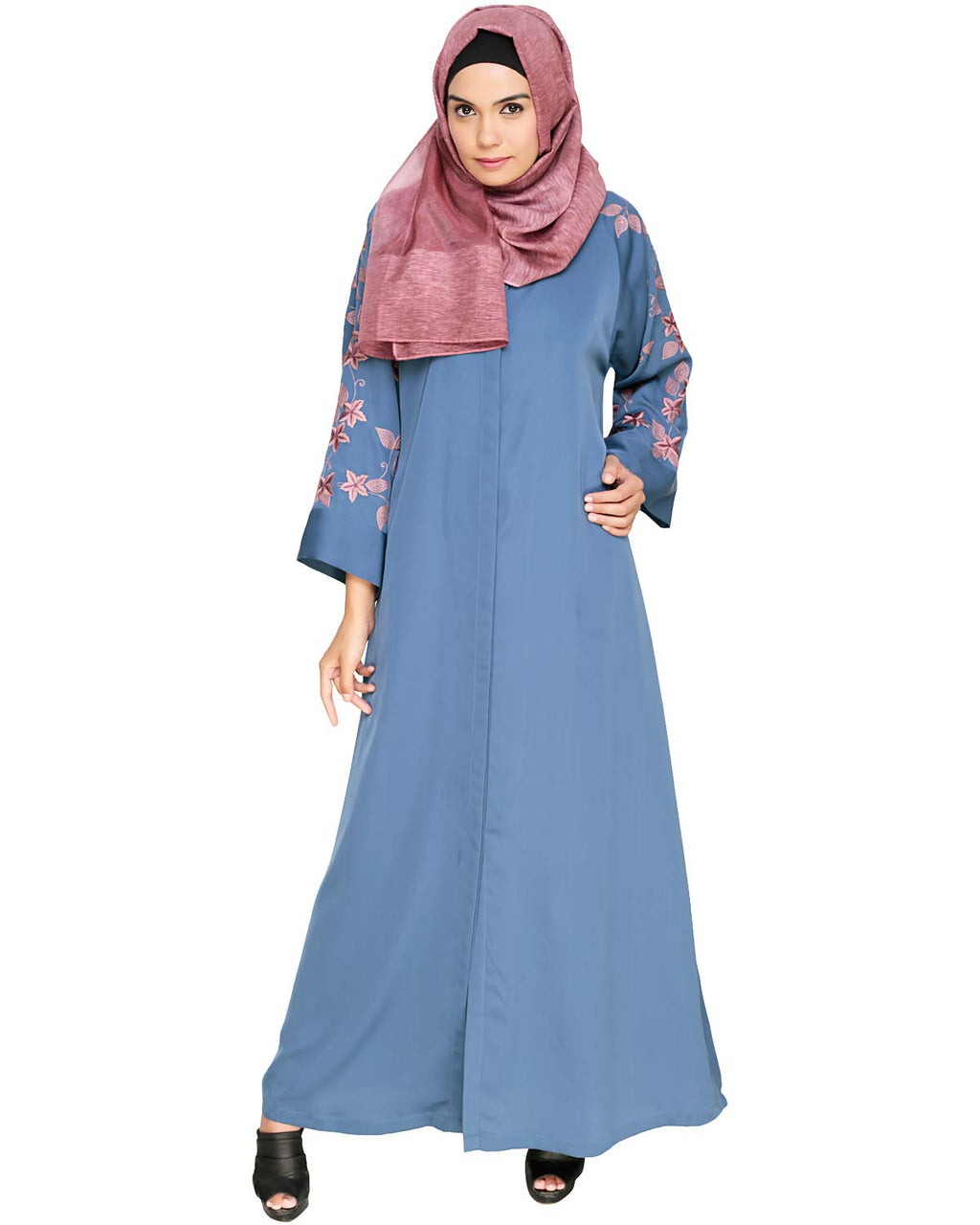 Alluring Floral Embroidery Dubai Style Abaya