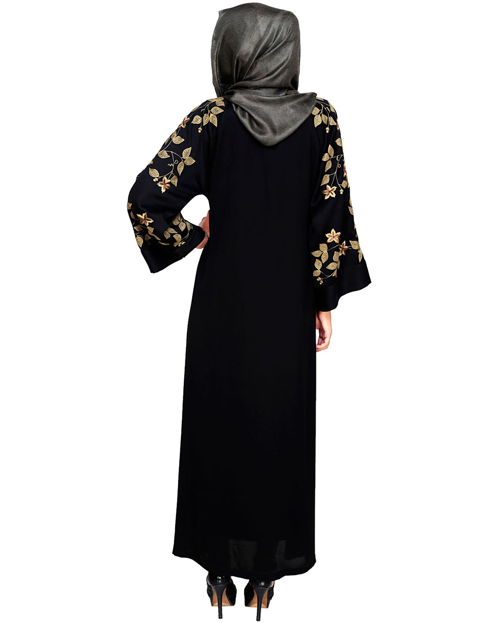 Alluring Floral Embroidery Dubai Style Abaya