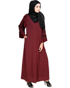 Alluring Floral Embroidery Dubai Style Abaya