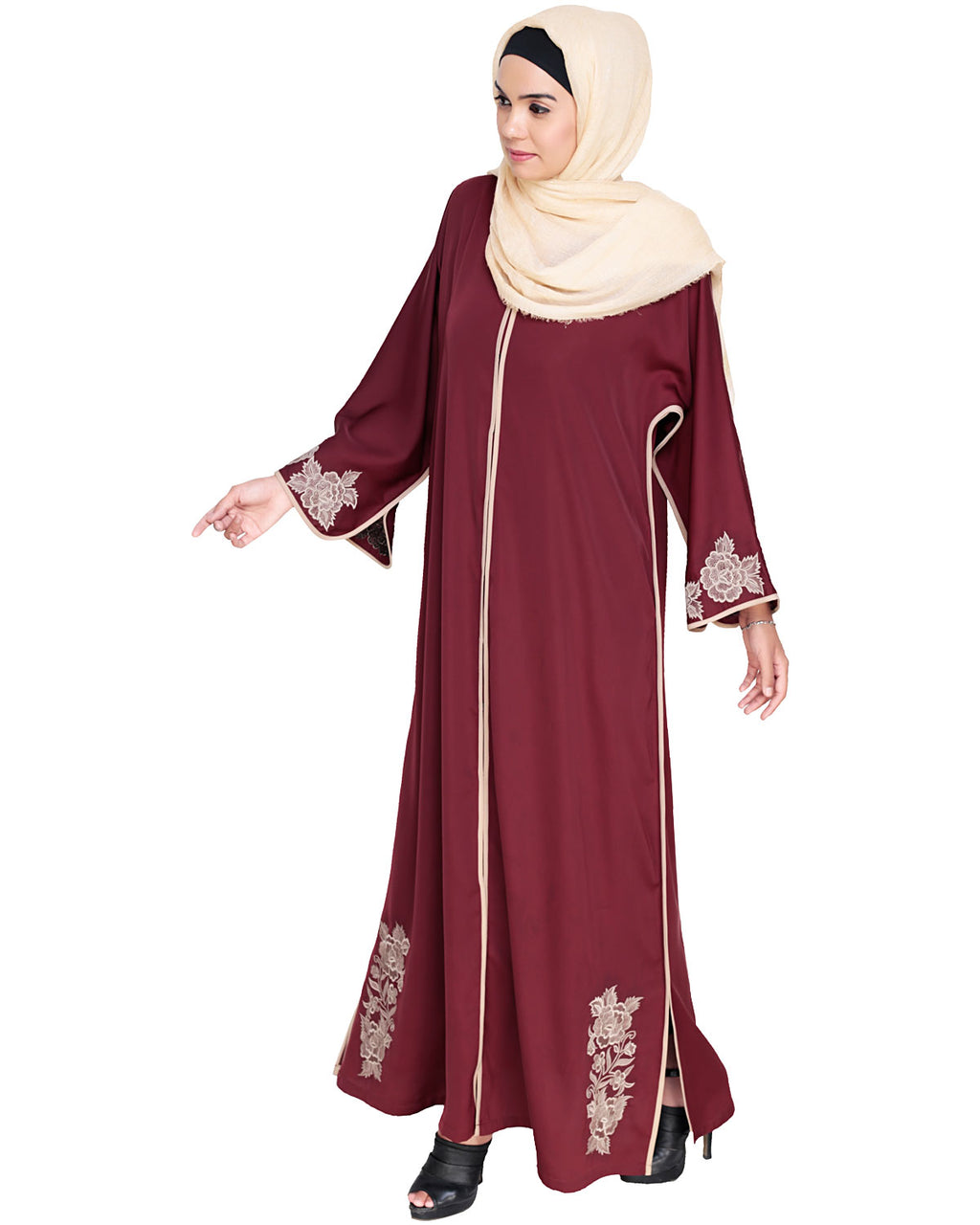 Bewitching Floral Dubai Style Embroidered Abaya