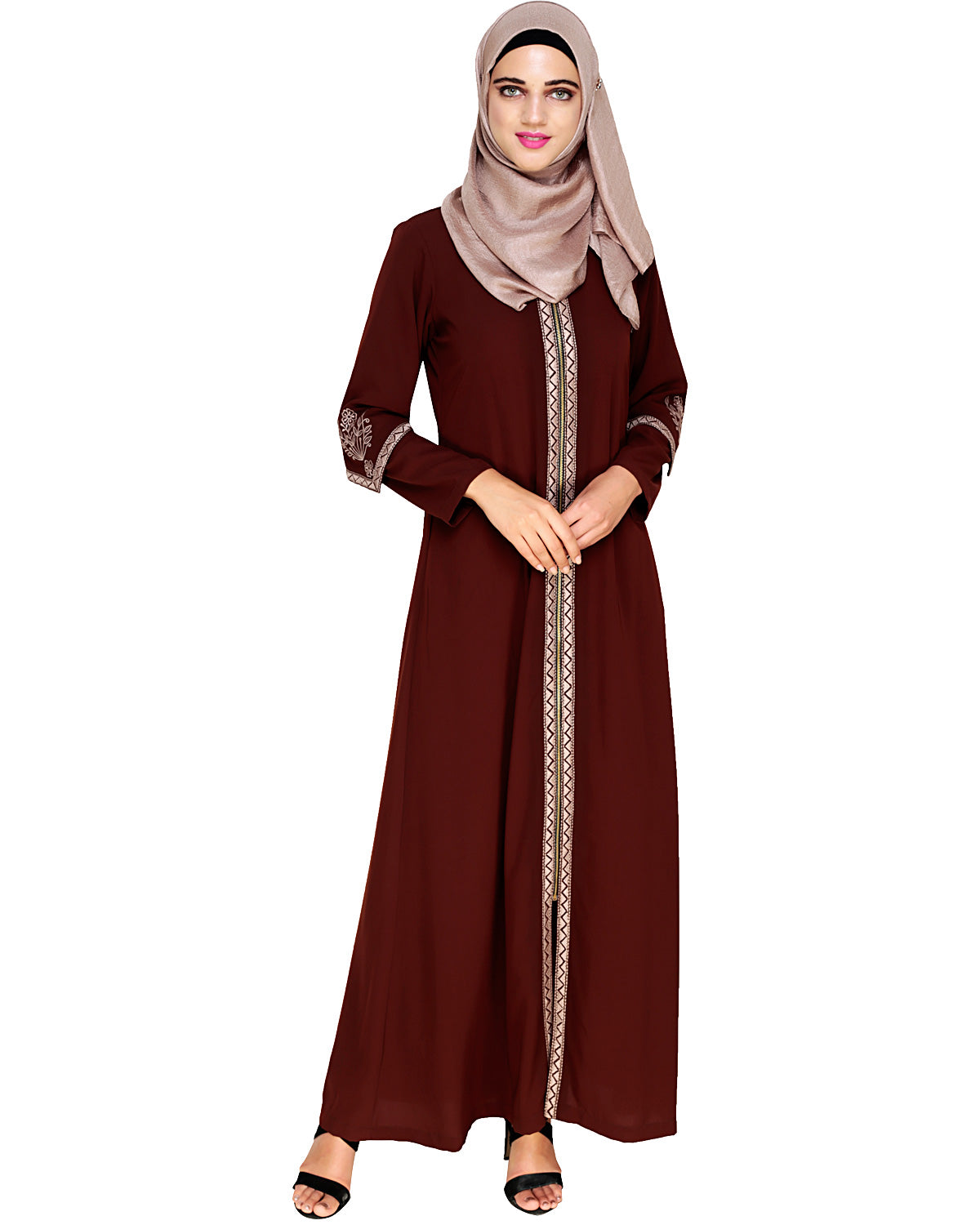Bygone Front Zipper Abaya