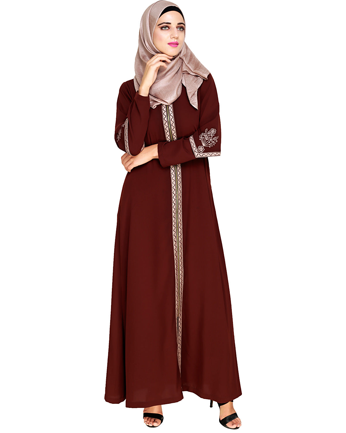 Bygone Front Zipper Abaya