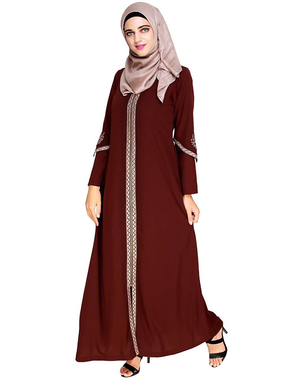 Bygone Front Zipper Abaya