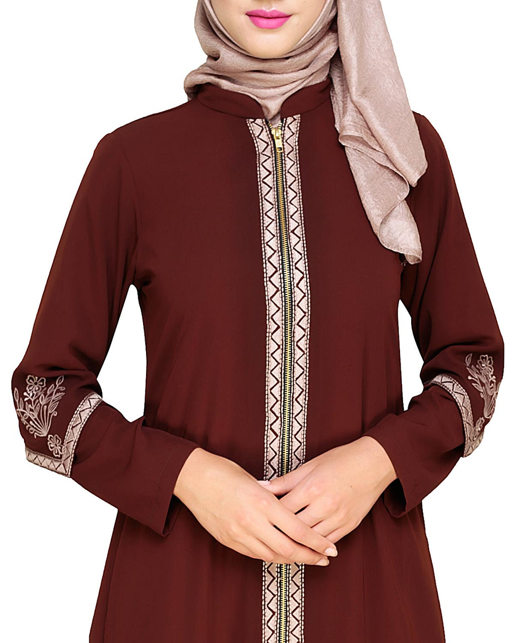 Bygone Front Zipper Abaya
