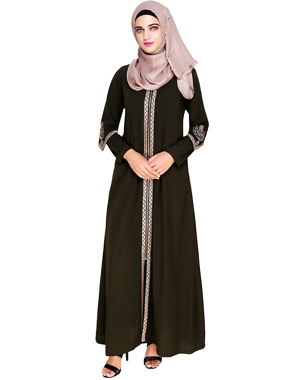 Bygone Front Zipper Abaya