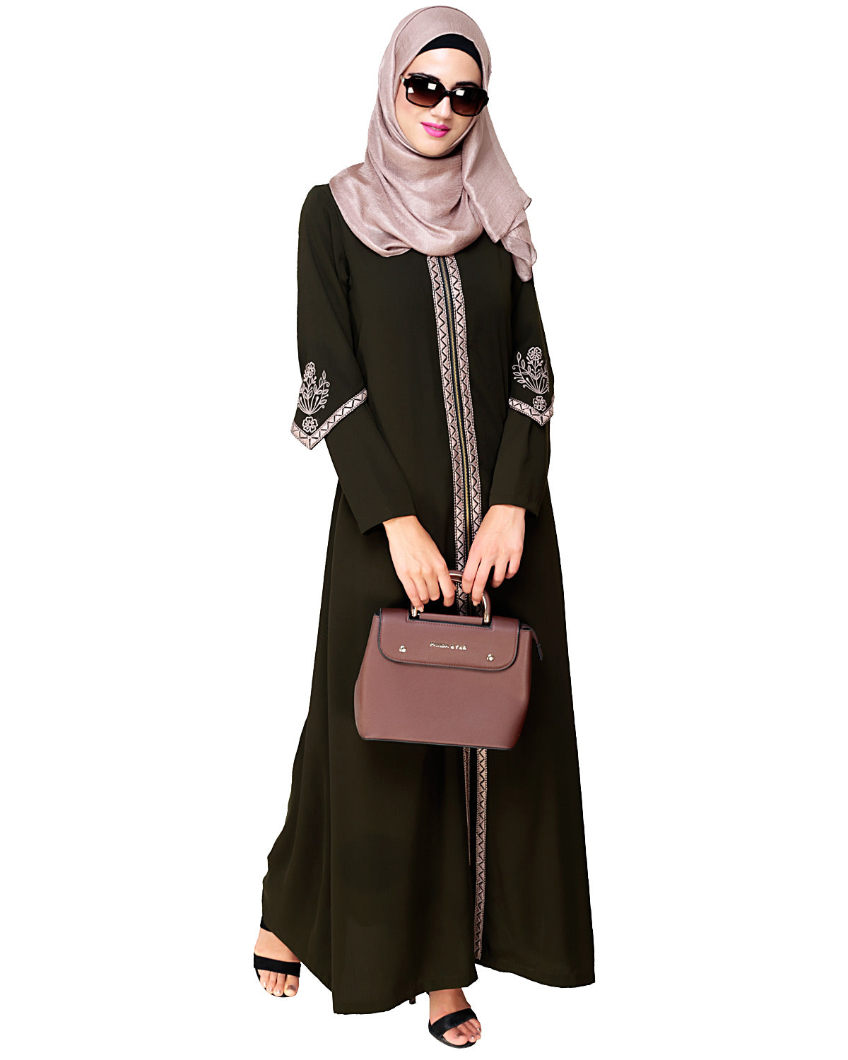 Bygone Front Zipper Abaya