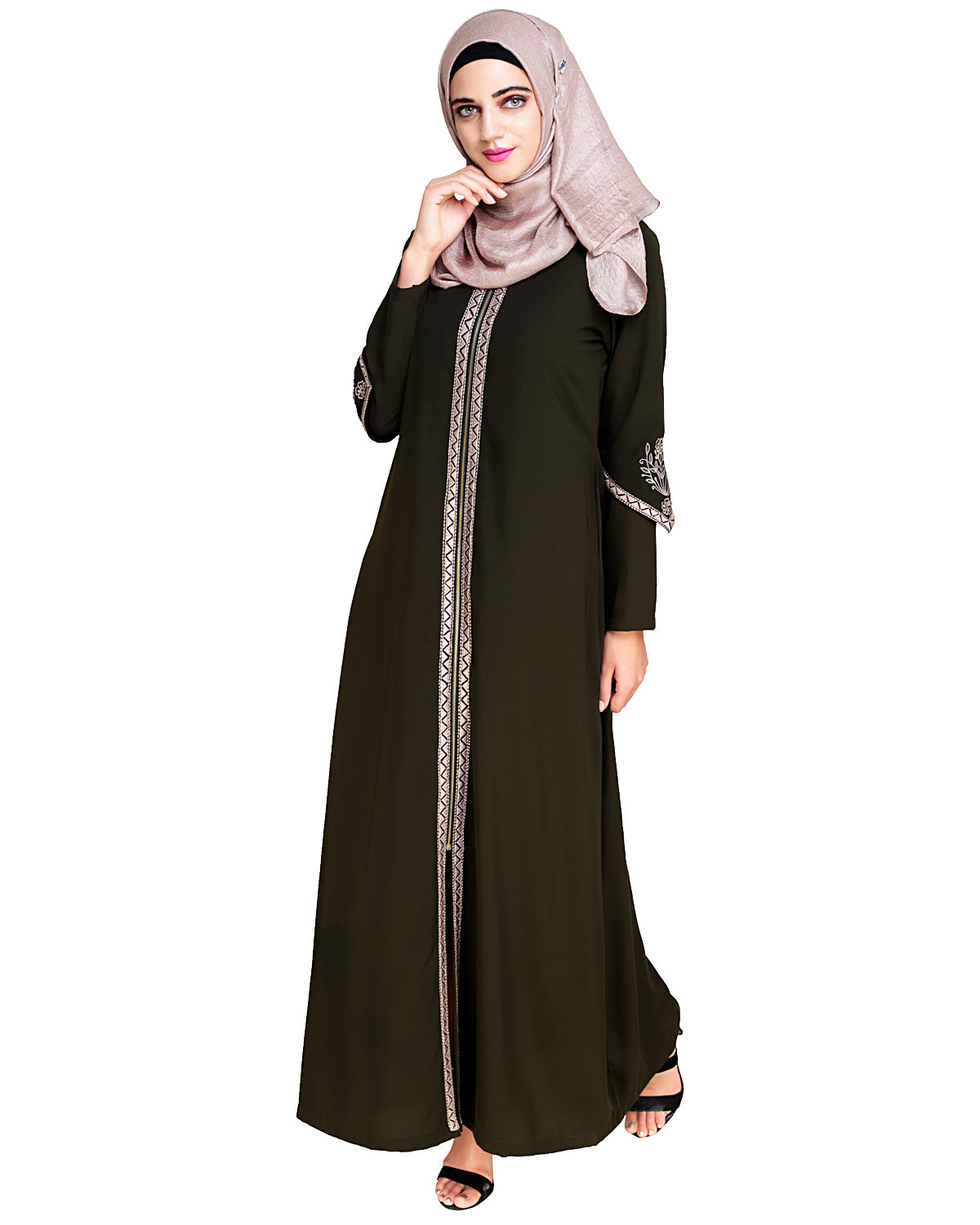 Bygone Front Zipper Abaya
