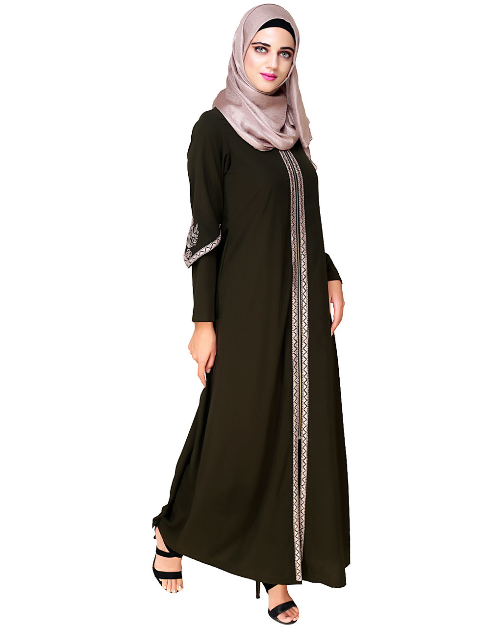 Bygone Front Zipper Abaya