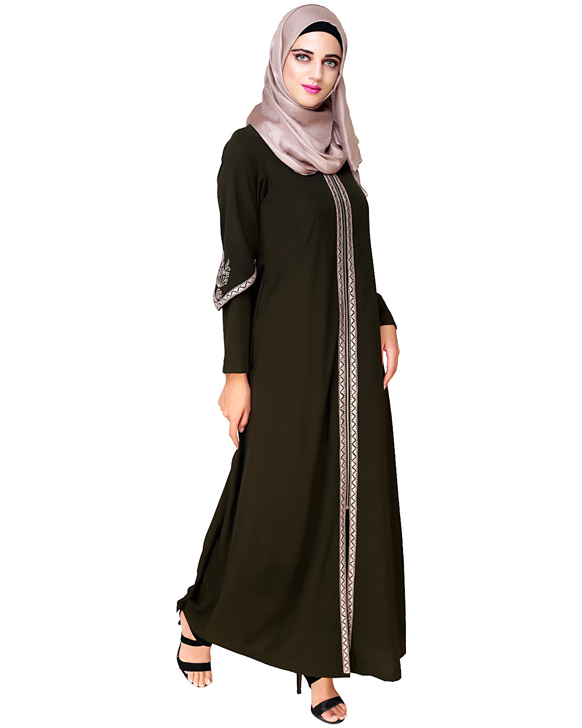 Bygone Front Zipper Abaya