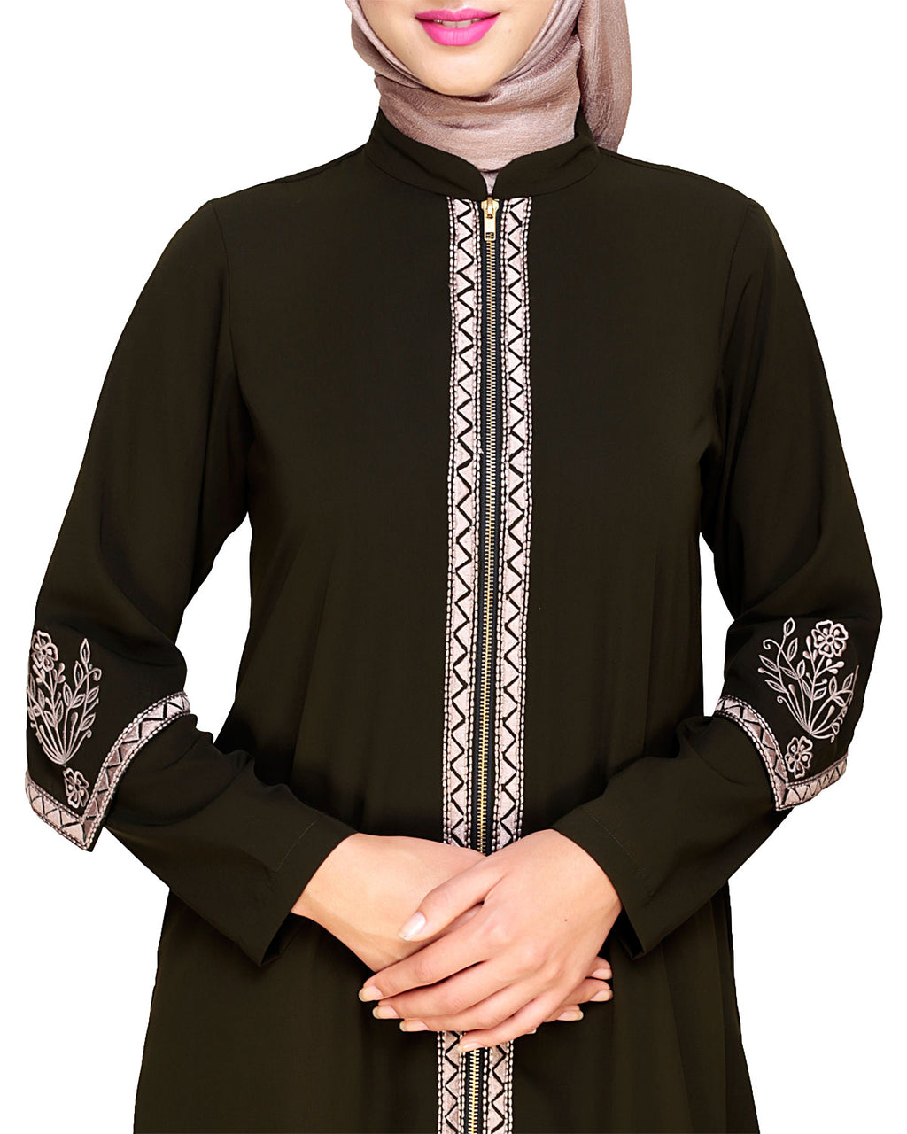 Bygone Front Zipper Abaya