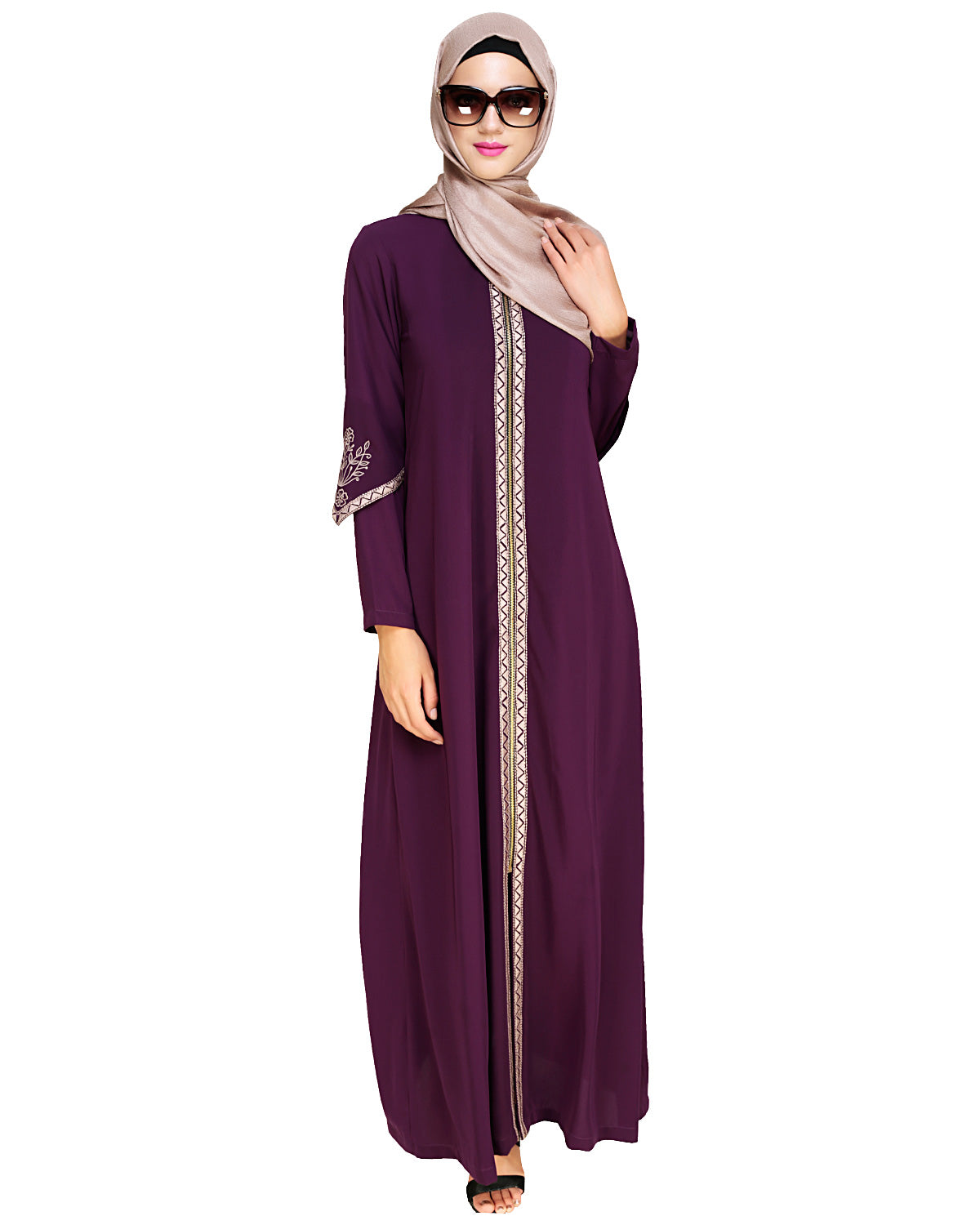 Bygone Front Zipper Abaya