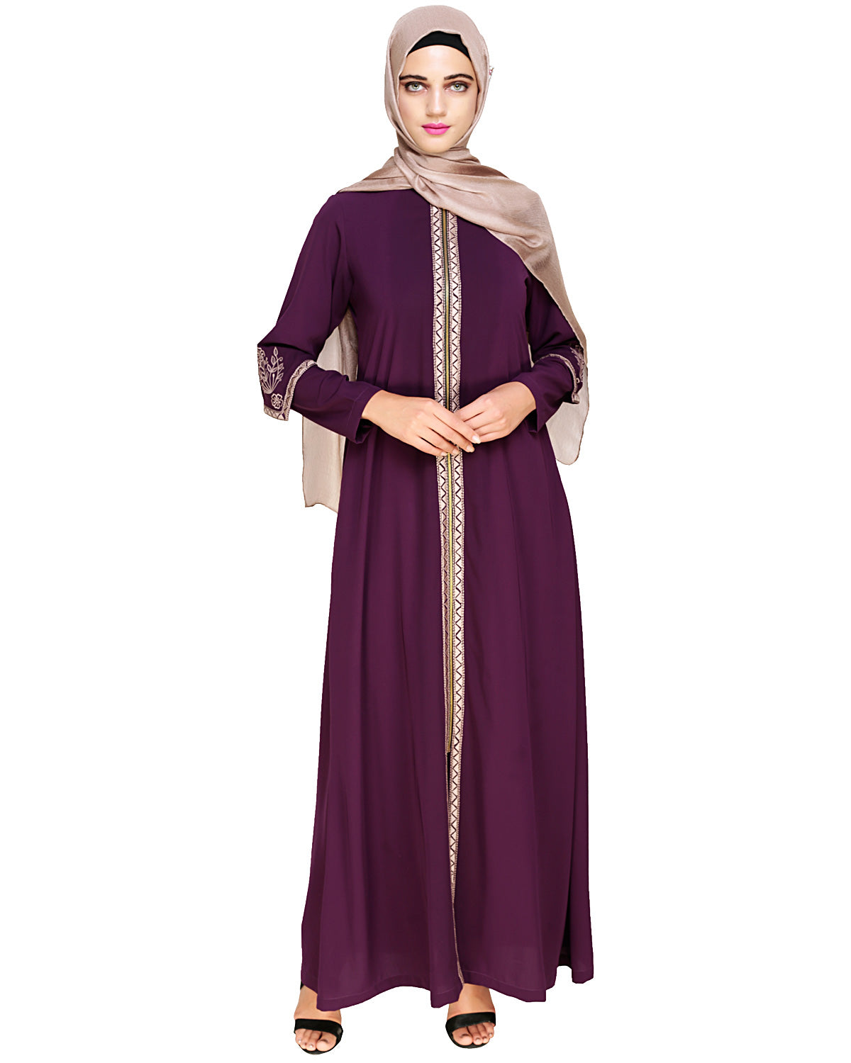 Bygone Front Zipper Abaya