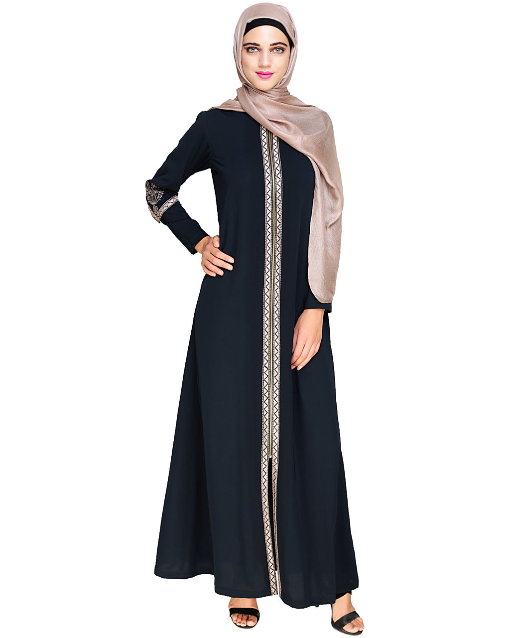 Bygone Front Zipper Abaya