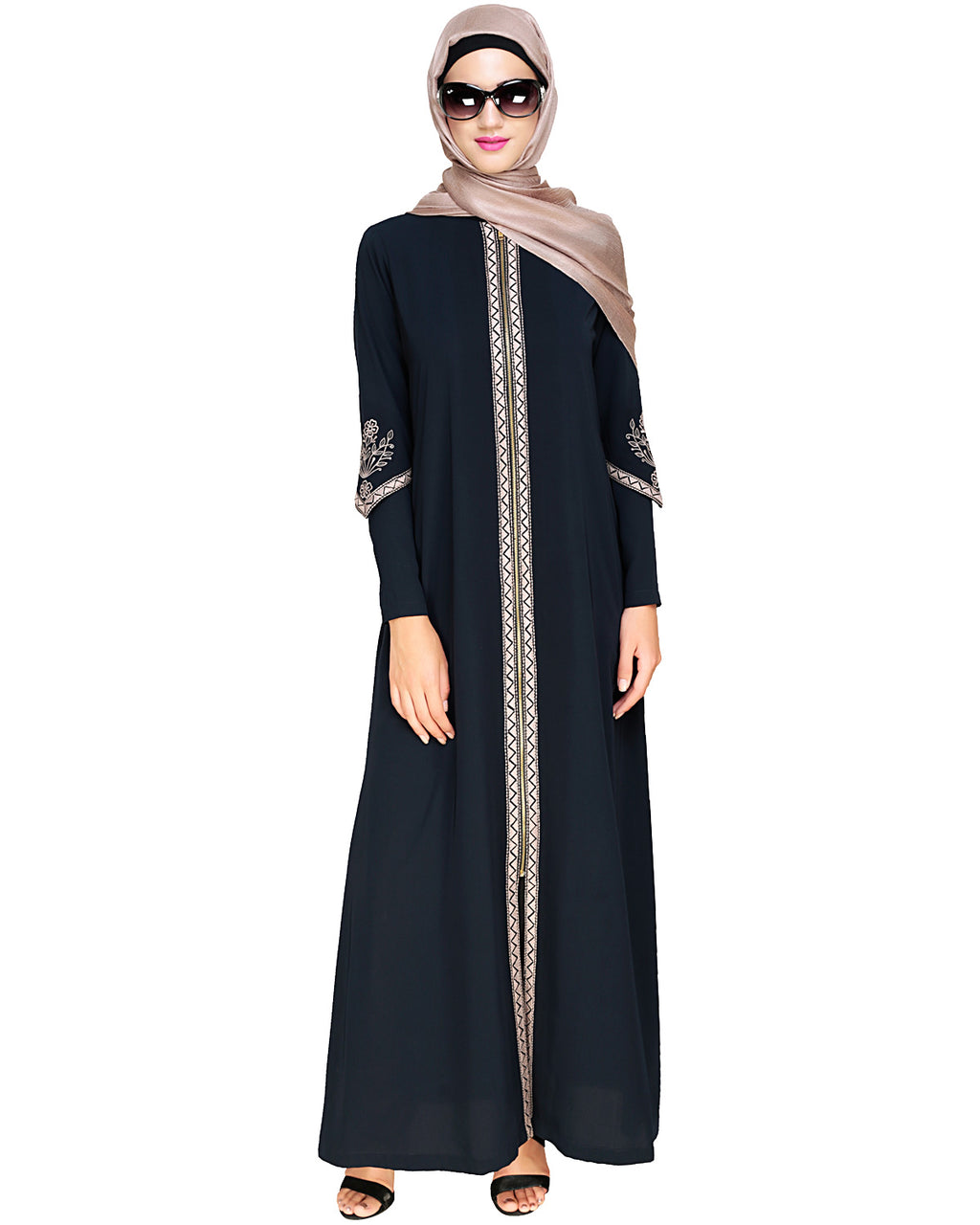 Bygone Front Zipper Abaya