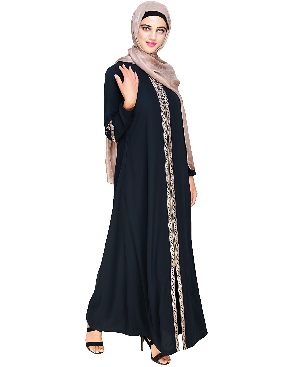 Bygone Front Zipper Abaya