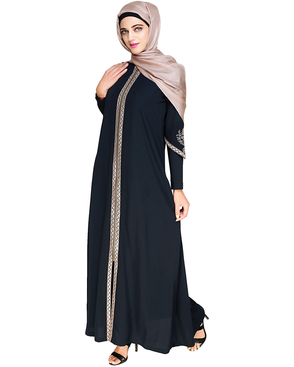 Bygone Front Zipper Abaya