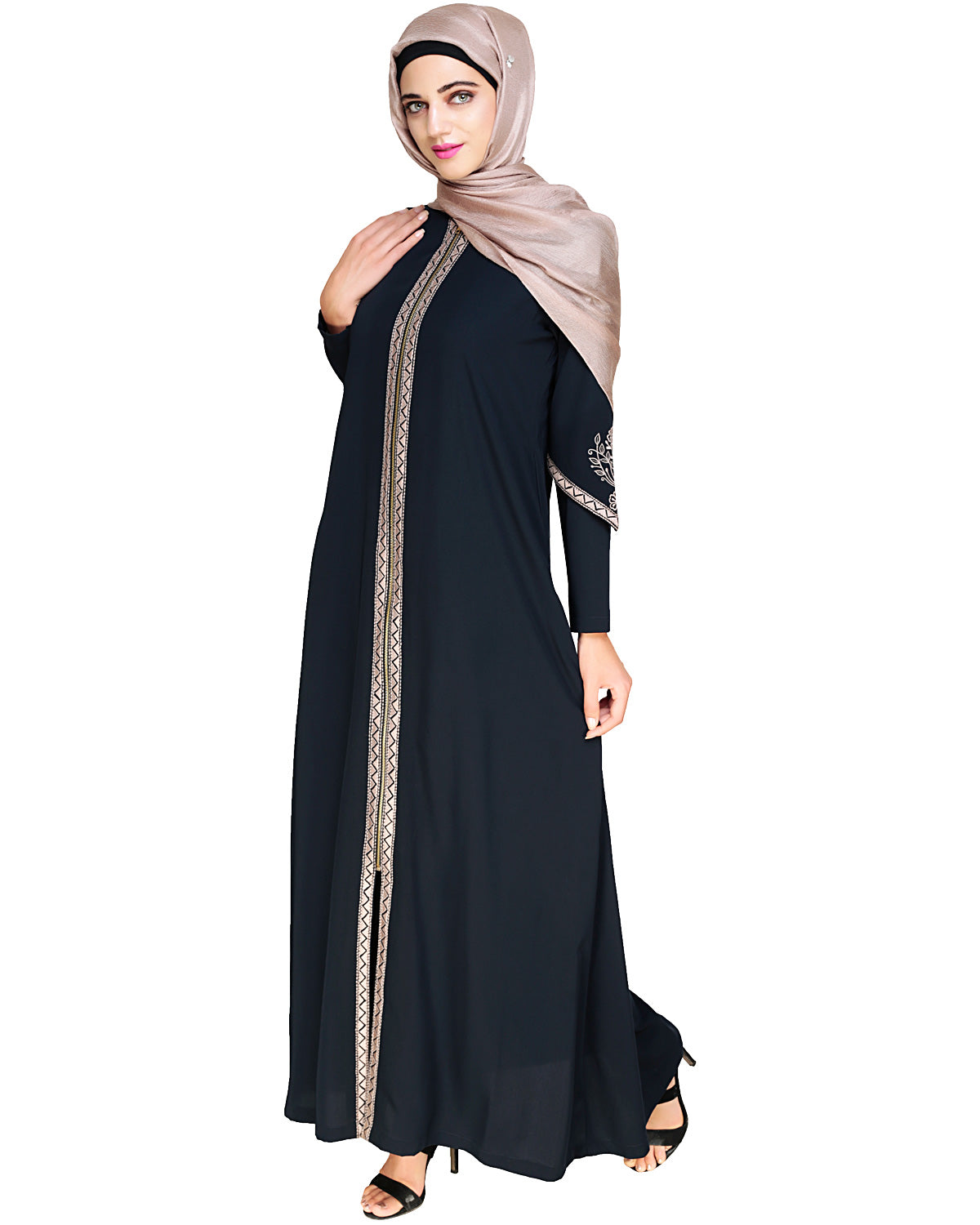 Bygone Front Zipper Abaya