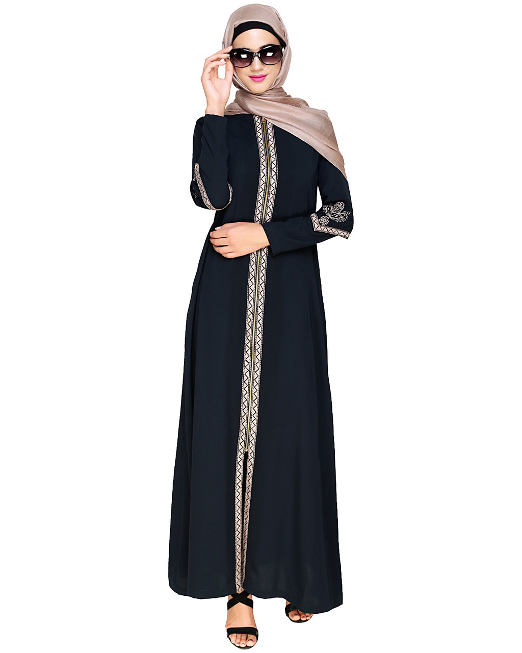 Bygone Front Zipper Abaya