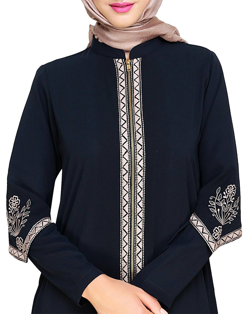 Bygone Front Zipper Abaya