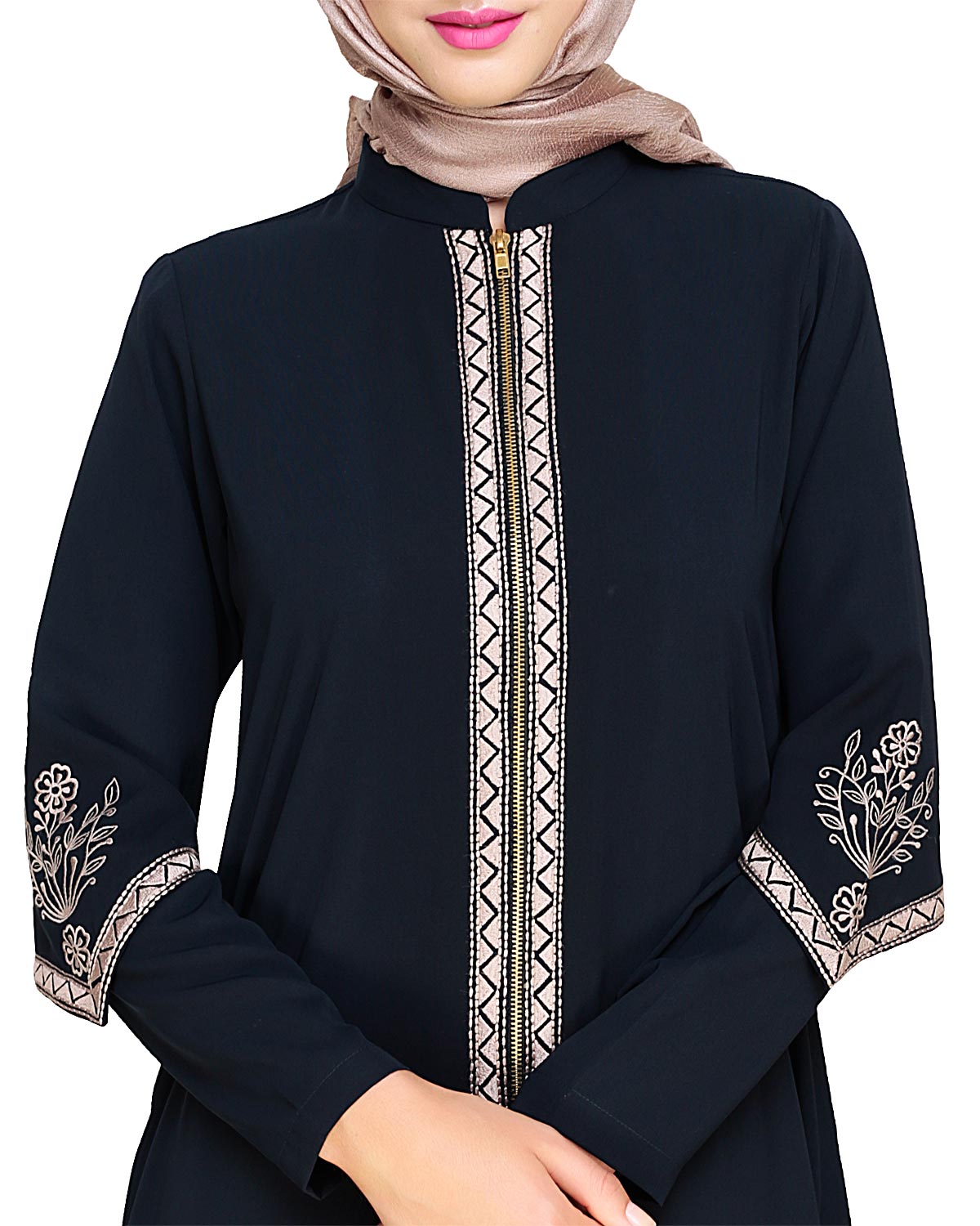 Bygone Front Zipper Abaya