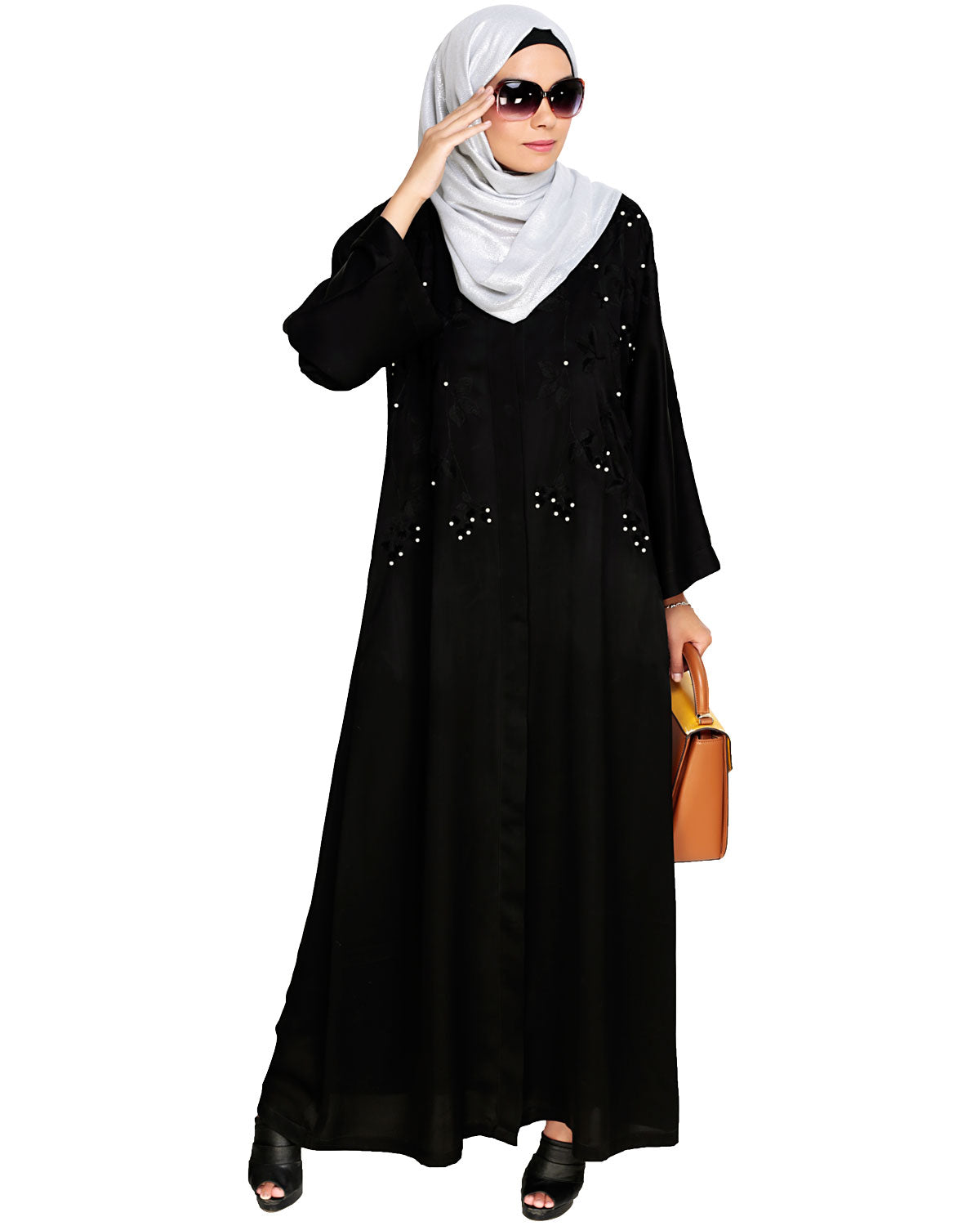 Pearl and Flora Embroidered Dubai Style Abaya