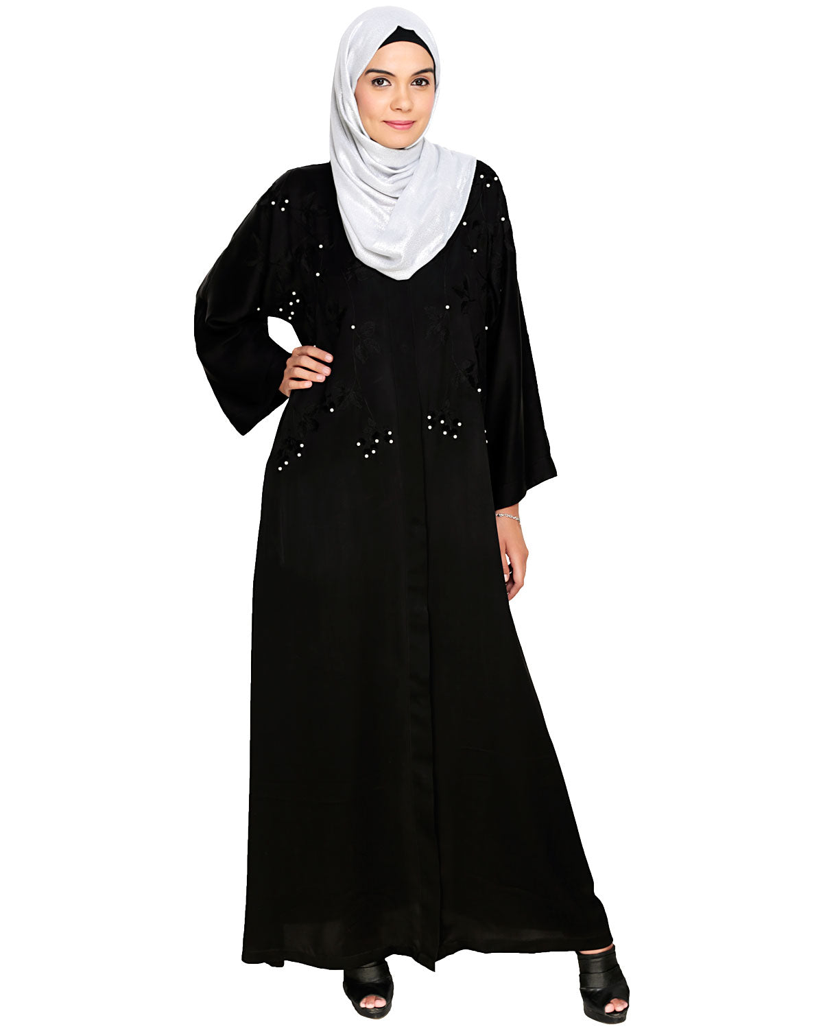 Pearl and Flora Embroidered Dubai Style Abaya