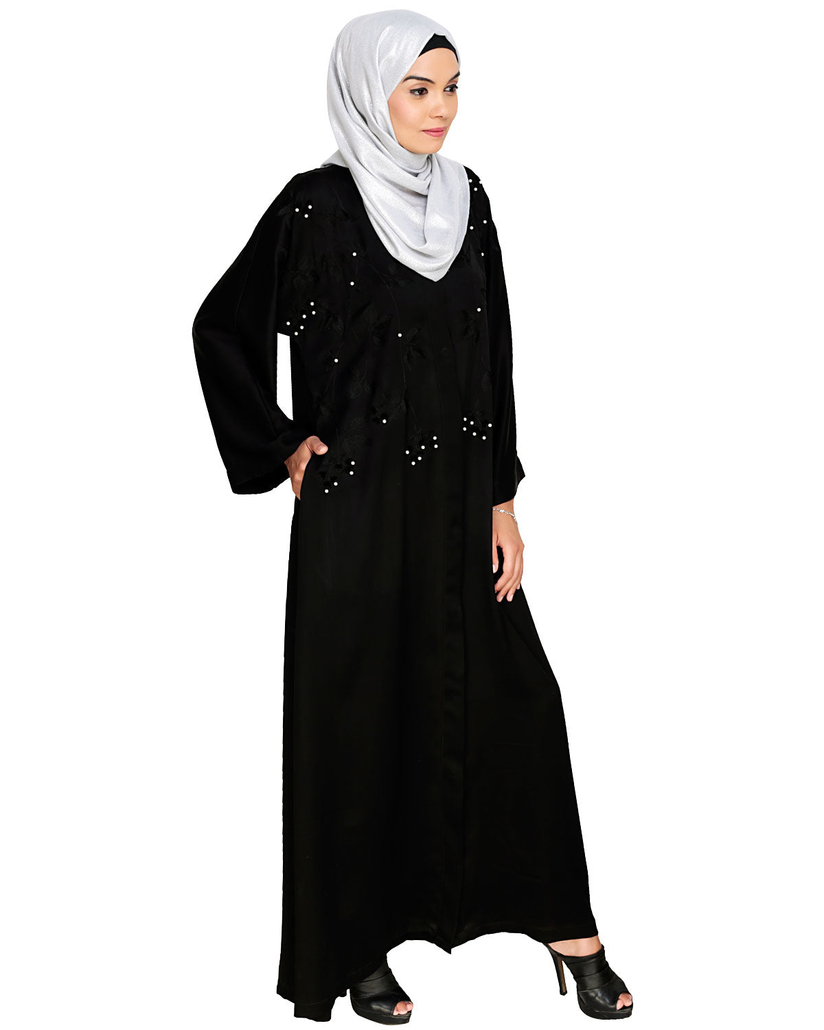 Pearl and Flora Embroidered Dubai Style Abaya