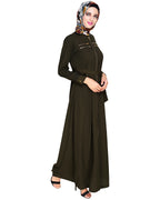 Metallic Sheen Front Zipper Abaya