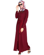 Metallic Sheen Front Zipper Abaya