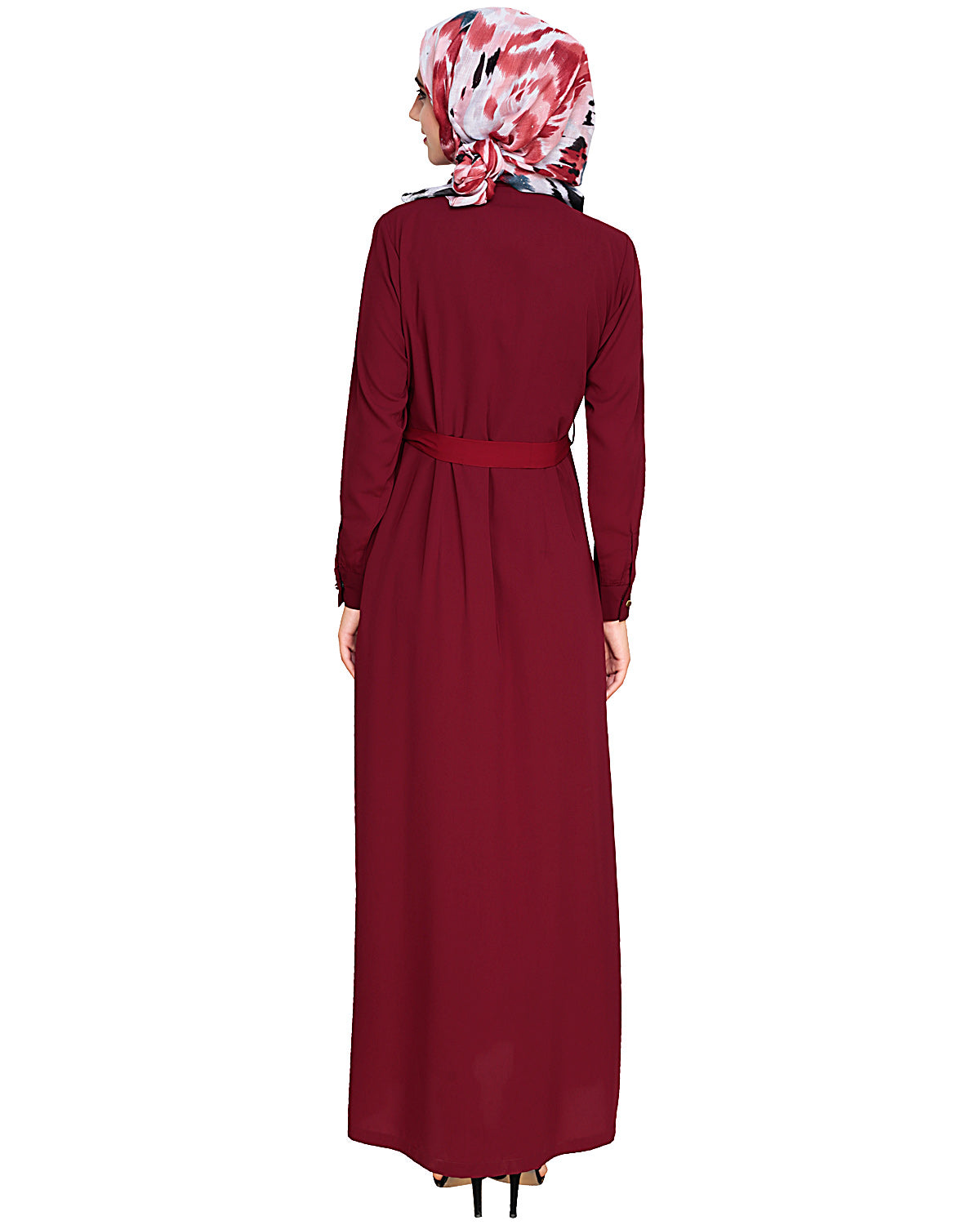 Metallic Sheen Front Zipper Abaya