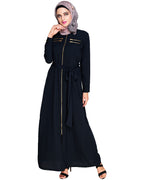 Metallic Sheen Front Zipper Abaya