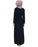 Metallic Sheen Front Zipper Abaya
