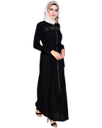 Metallic Sheen Front Zipper Abaya
