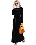 Metallic Sheen Front Zipper Abaya