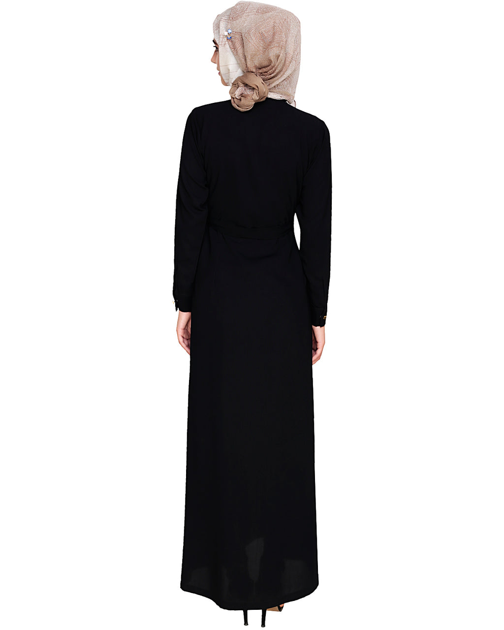 Metallic Sheen Front Zipper Abaya