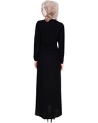 Metallic Sheen Front Zipper Abaya