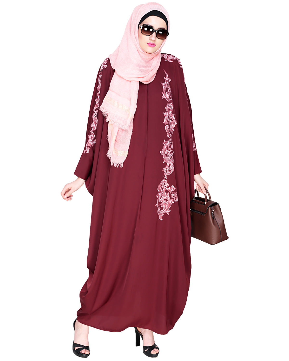 Dual Shade Floral Embroidered Kaftan