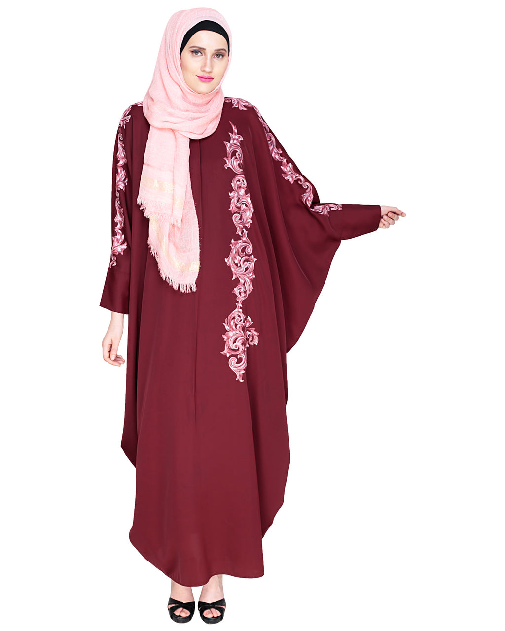 Dual Shade Floral Embroidered Kaftan