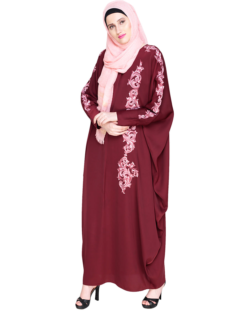 Dual Shade Floral Embroidered Kaftan