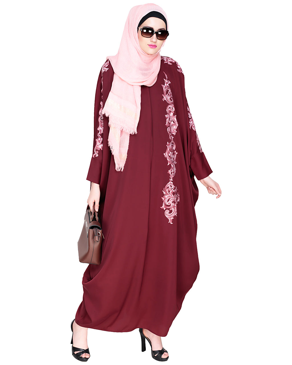 Dual Shade Floral Embroidered Kaftan