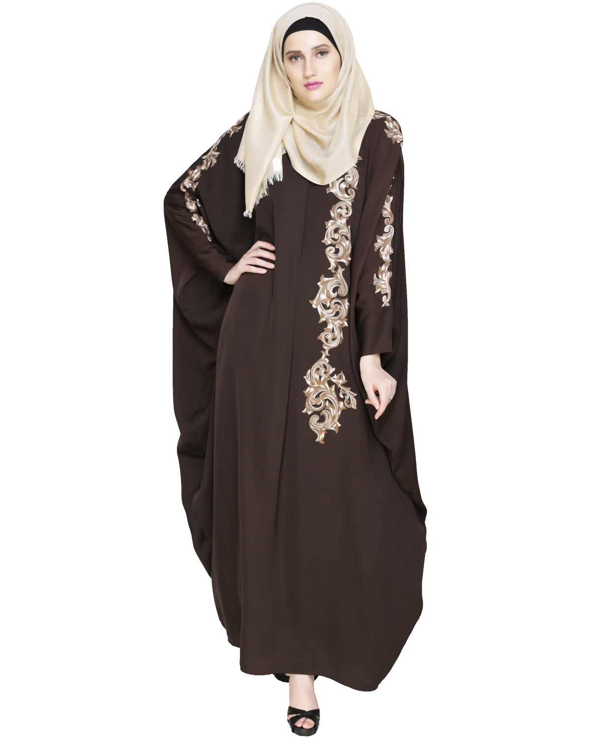 Dual Shade Floral Embroidered Kaftan
