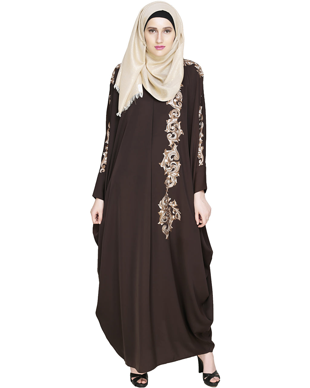 Dual Shade Floral Embroidered Kaftan